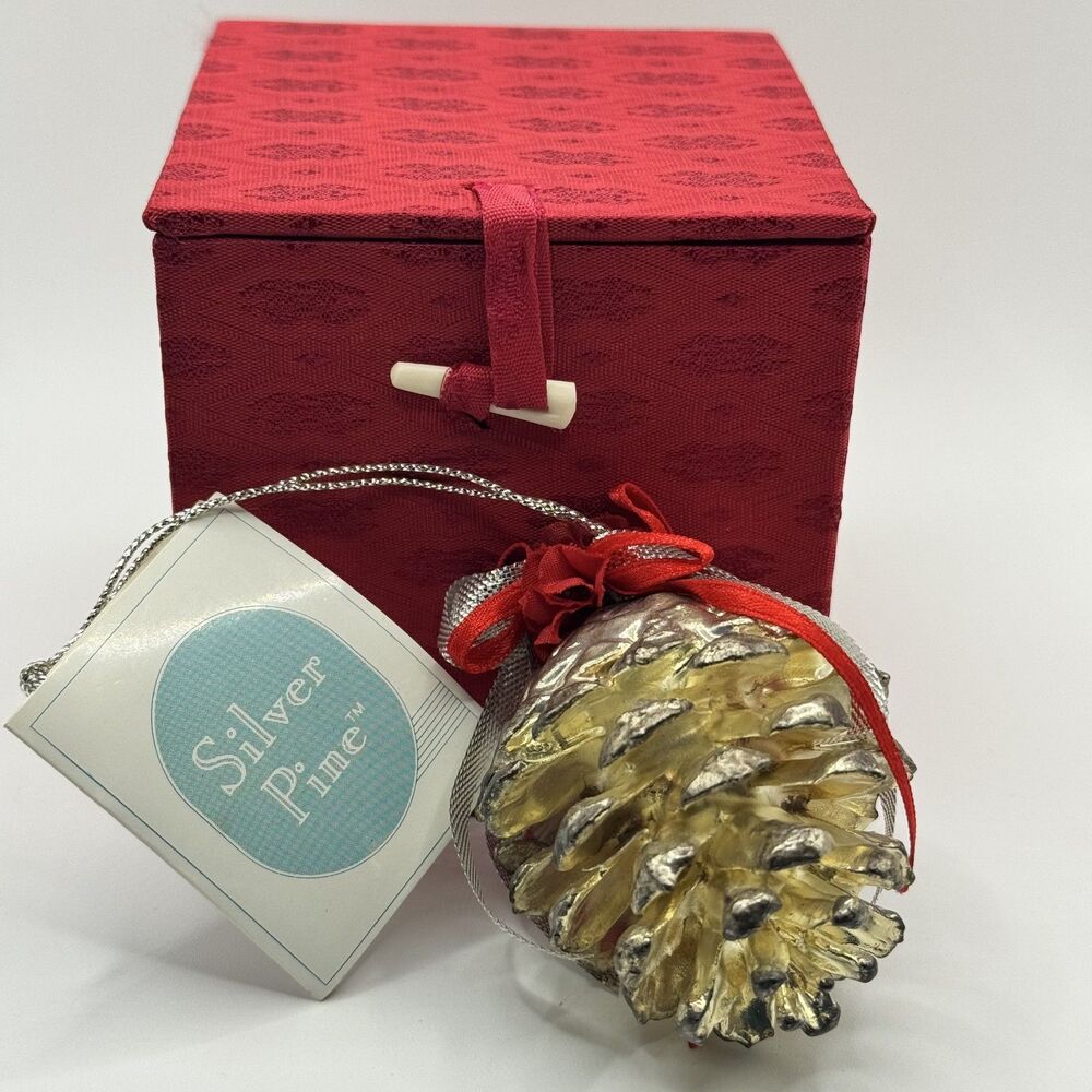 Silver Pine Real Pine Cone Ornament Pure Silver Prosperity Tree Farms Christmas